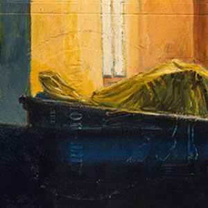Intérieurs Extérieurs no. 57, 2022, oil on book cover and lead